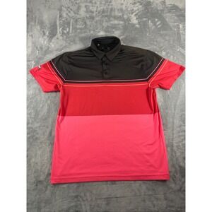 Under Armour The Playoff Polo Mens Large Black Red Pink Colorblock Golf Shirt LG